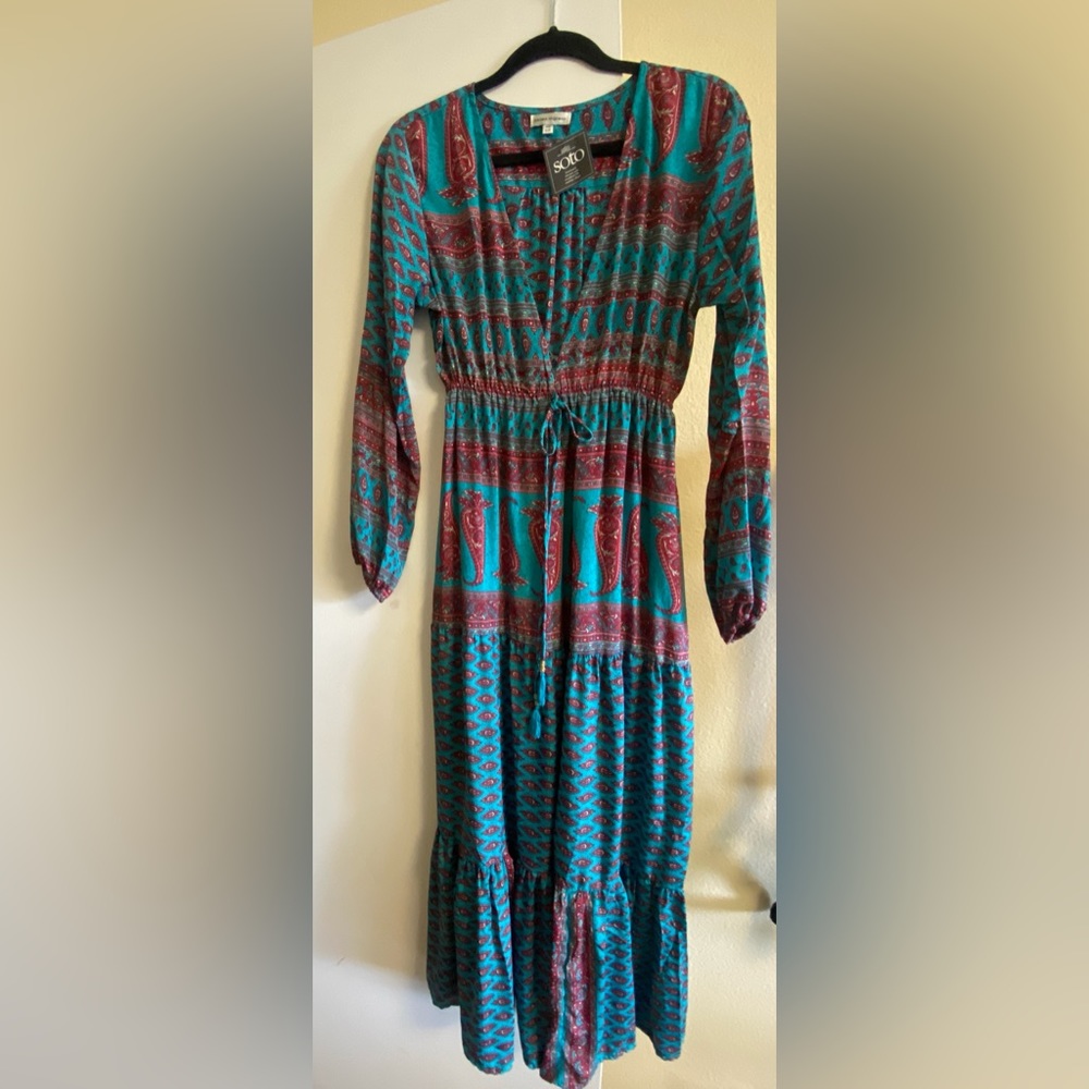 NWT karma highway long sleeve bohemian flowy dress